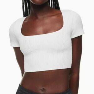 aritzia babaton sculpt knit square crop top XS